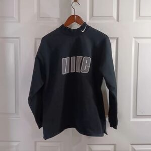 VTG 90s Nike Air Swoosh Spell Out Medium Black Crewneck Sweatshirt Embroidered